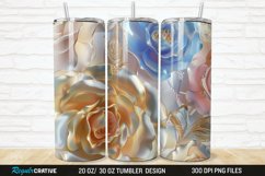 3D Pearl Gold Roses Flowers Botanical 20/30oz Skinny Tumbler Product Image 1