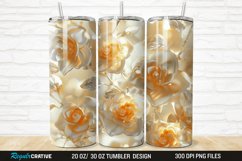 3D Pearl Gold Roses Flowers Botanical 20/30oz Skinny Tumbler Product Image 1