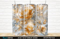 3D Pearl Gold Roses Flowers Botanical 20/30oz Skinny Tumbler Product Image 1