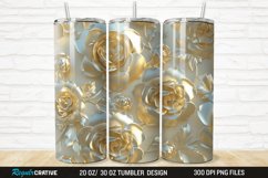 3D Pearl Gold Roses Flowers Botanical 20/30oz Skinny Tumbler Product Image 1