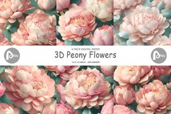 3D Peony Flowers | Digital Paper Product Image 1