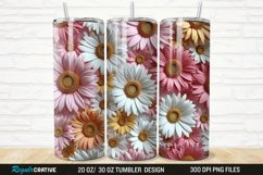 3D Pink And White Sunflowers 20/30oz Skinny Tumbler Product Image 1