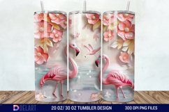 3D Pink Flamingo Flowers Tumbler Wrap Product Image 1