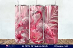 3D Pink Flamingo Flowers Tumbler Wrap Product Image 1
