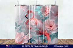 3D Pink Flamingo Flowers Tumbler Wrap Product Image 1