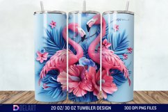 3D Pink Flamingo Flowers Tumbler Wrap Product Image 1