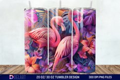 3D Pink Flamingo Flowers Tumbler Wrap Product Image 1