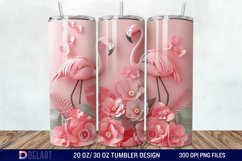 3D Pink Flamingo Flowers Tumbler Wrap Product Image 1