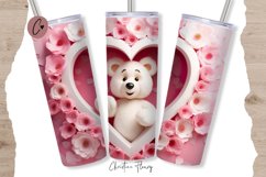 3D Valentine Bear Hole In Wall Tumbler Wrap PNG | Valentine Product Image 1
