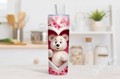 3D Valentine Bear Hole In Wall Tumbler Wrap PNG | Valentine Product Image 2
