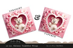 3D Valentine Bear Hole In Wall Tumbler Wrap PNG | Valentine Product Image 3