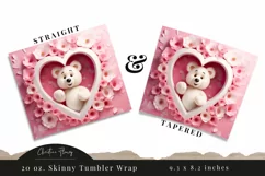 3D Valentine Bear Hole In Wall Tumbler Wrap PNG | Valentine Product Image 3