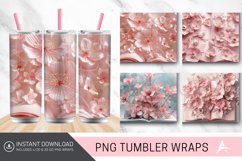 3D Pink Flowers Book Tumbler Wrap Product Image 1