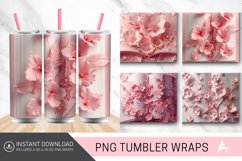 3D Pink Flowers Book Tumbler Wrap Product Image 1