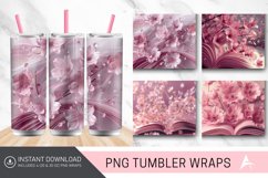 3D Pink Flowers Book Tumbler Wrap Product Image 1