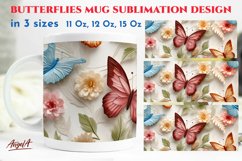 3d butterflies ans flowers sublimation mug wrap  design is design of plaster texture butterflies and  flowers pattern. This mug wrap design is presented  in 3 sizes: 11 Oz, 12 Oz, 15 Oz.