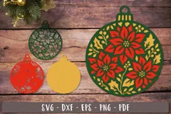 3d Poinsettia Ornament SVG Christmas Layered design