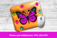 3d puff butterfly mouse pad sublimation design, 3d puff butterfly sublimation PNG, 3d mouse pad