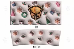 3d puffy Christmas Tumbler Wrap, Highland Cow 40 oz tumbler wrap