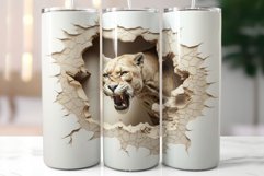 Angry Puma Looks through the Hole in Wall|3d Tumbler Wrap Product Image 3