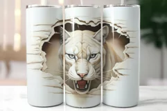 Angry Puma Looks through the Hole in Wall|3d Tumbler Wrap Product Image 2