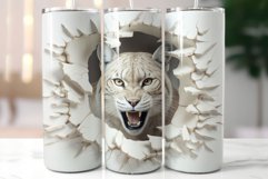 Angry Puma Looks through the Hole in Wall|3d Tumbler Wrap Product Image 4