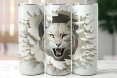 Angry Puma Looks through the Hole in Wall|3d Tumbler Wrap Product Image 4