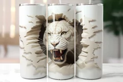 Angry Puma Looks through the Hole in Wall|3d Tumbler Wrap Product Image 5