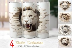 Angry Puma Looks through the Hole in Wall|3d Tumbler Wrap Product Image 1