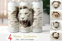Angry Puma Looks through the Hole in Wall|3d Tumbler Wrap Product Image 1