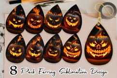 3D Pumpkin Burning Earring teardrop sublimation design Product Image 1