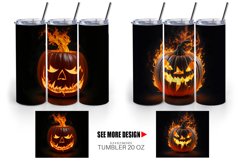 3D Pumpkin Burning | Tumbler Sublimation Wrap Product Image 3
