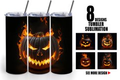 3D Pumpkin Burning | Tumbler Sublimation Wrap Product Image 1