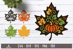 3d Pumpkin Maple Leaf Layered SVG design