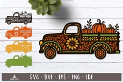 3d Pumpkin Truck Harvest Layered SVG design