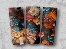 3D Flowers Puppies Tumbler Sublimation Wrap PNG Product Image 2