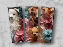 3D Flowers Puppies Tumbler Sublimation Wrap PNG Product Image 2