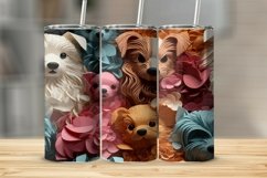 3D Flowers Puppies Tumbler Sublimation Wrap PNG Product Image 1
