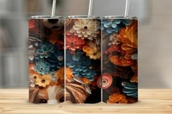 3D Flowers Puppies Tumbler Sublimation Wrap PNG Product Image 1