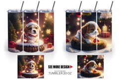 3D Puppy with Christmas snow | Tumbler Sublimation Wrap Product Image 2