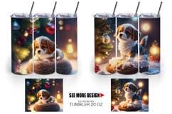 3D Puppy with Christmas snow | Tumbler Sublimation Wrap Product Image 4