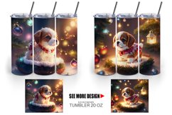 3D Puppy with Christmas snow | Tumbler Sublimation Wrap Product Image 5