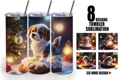 3D Puppy with Christmas snow | Tumbler Sublimation Wrap Product Image 1