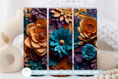 3D Flowers 20 oz Tumbler Wrap Sublimation Designs Product Image 2