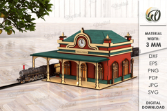 3D Railway Station Laser Cut. Kids toys SVG Product Image 1