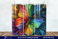 3d Rainbow Butterfly Floral Tumbler Wrap Product Image 1
