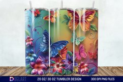 3d Rainbow Butterfly Floral Tumbler Wrap Product Image 1