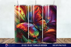 3d Rainbow Butterfly Floral Tumbler Wrap Product Image 1