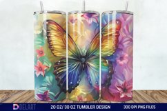 3d Rainbow Butterfly Floral Tumbler Wrap Product Image 1