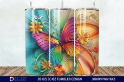 3d Rainbow Butterfly Floral Tumbler Wrap Product Image 1